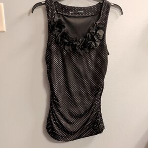 Maurices Black and White Polka Dot Ruffle Tank Top